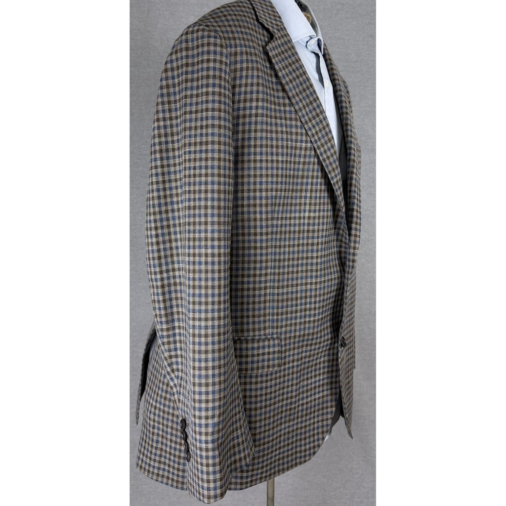 Brooks Brothers Regent Fit Blazer 46R Mens Brown Blue Check Wool Sport Coat
